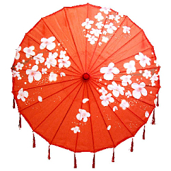 Китайский тканевый зонтик цветочный с кисточками 82х54см, №8